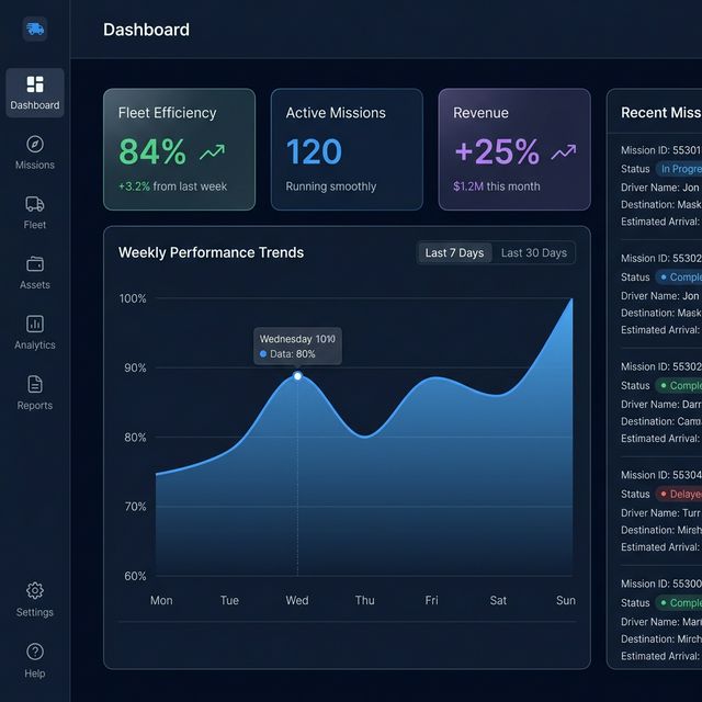 Dashboard Logiciel TMS TransportPro